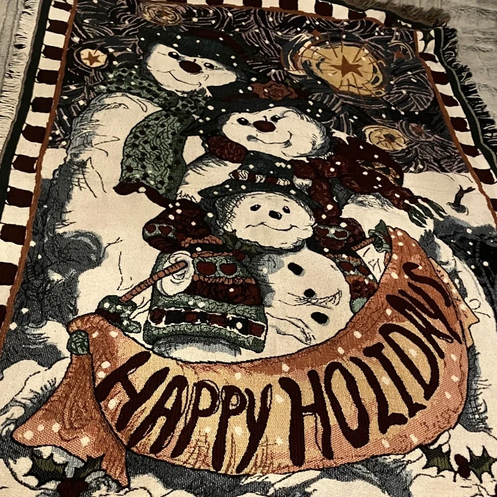 Festive‎ Snowman Tapestry Blanket 42”x64”